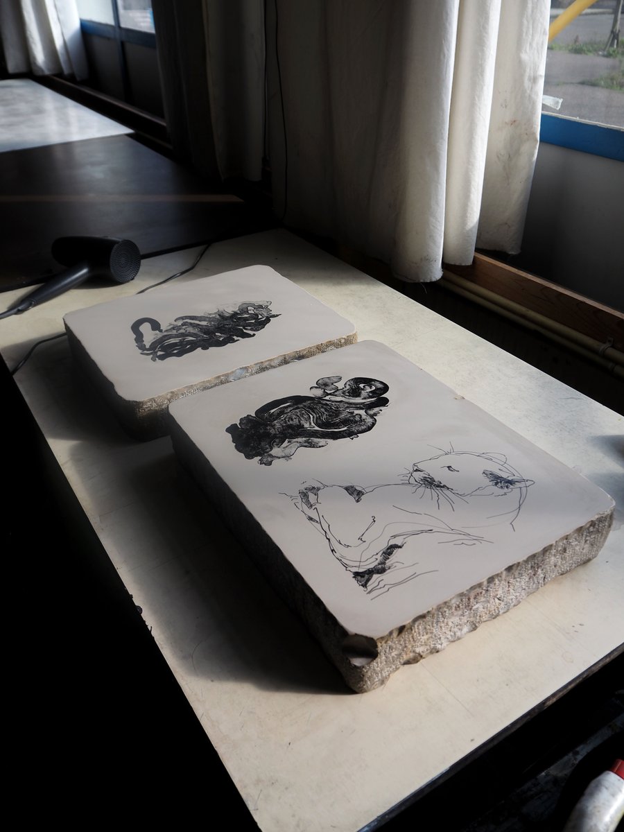 The Lounging Lion Stone Lithograph Print | Georgia Green